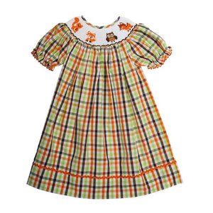 New Adorable Hand Smocked Forest Animals Girl's Bishop Dress